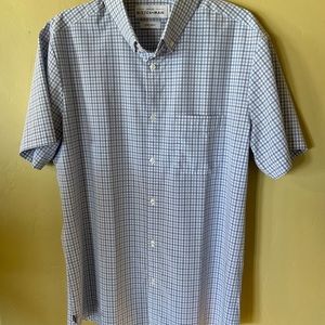 Mizzen+Main Leeward SS Shirt - Blue/Grey Plaid- Large Trim Fit.